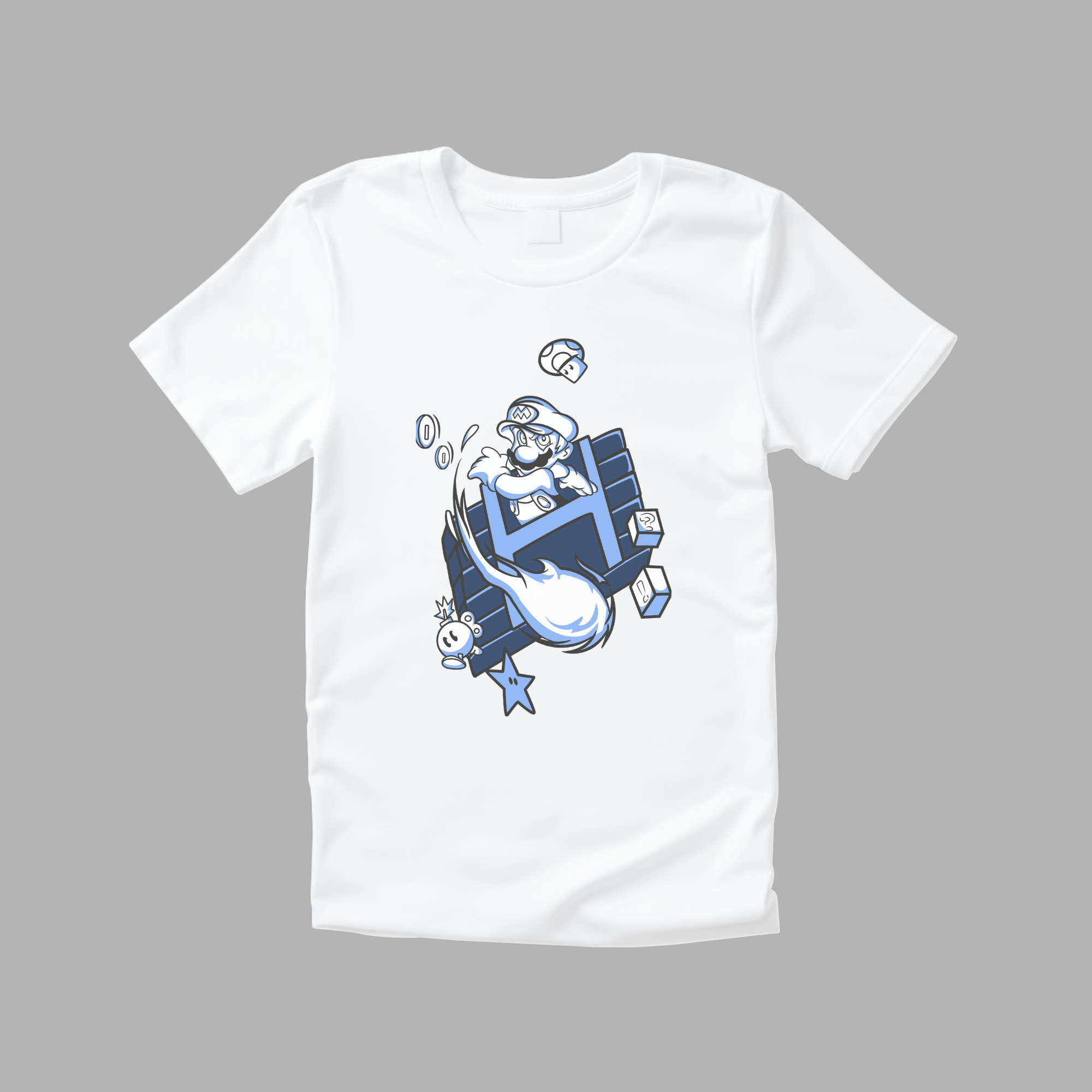 Camiseta Super Mario azul.