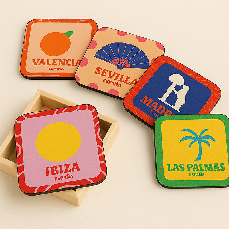 Set de posavasos con caja.